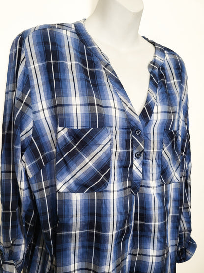 Weatherproof Vintage blue plaid top | Size XXL