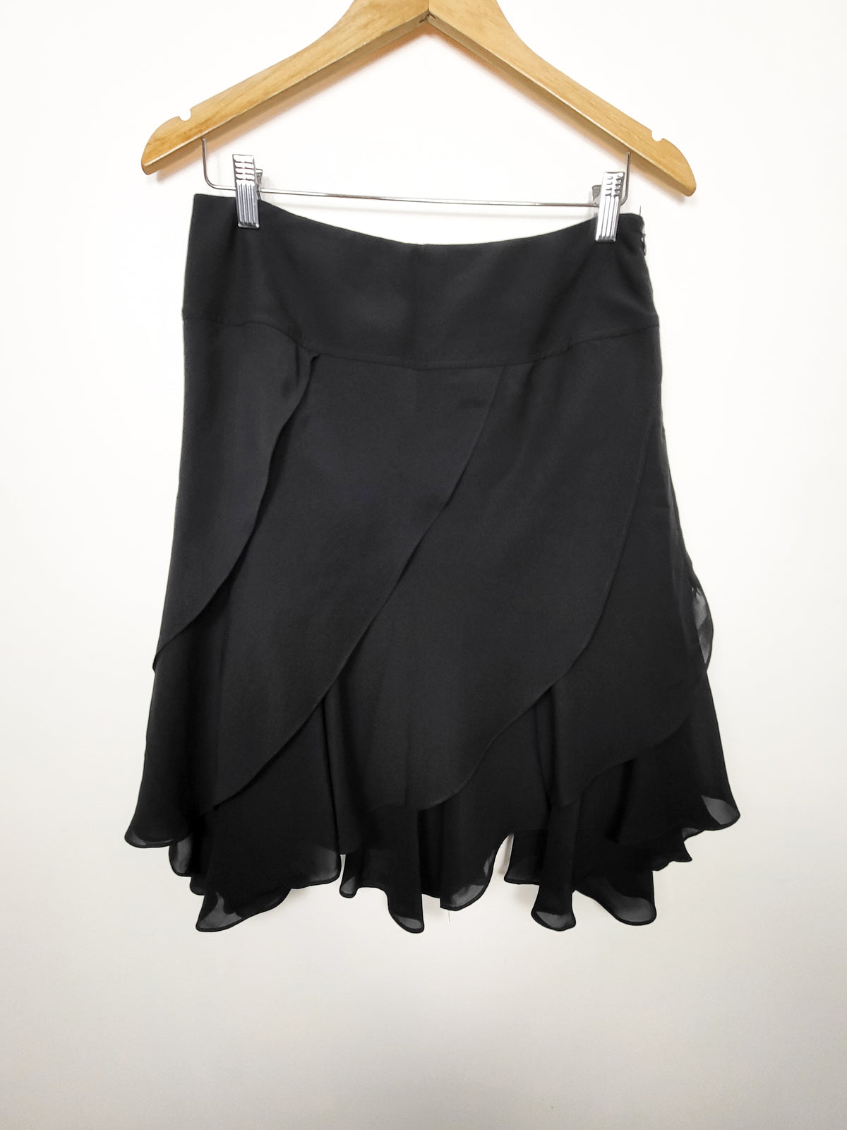 Nygård Collection Black Chiffon Ruffle Layered Skirt | Size 8