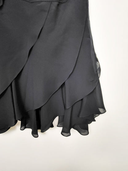 Nygård Collection Black Chiffon Ruffle Layered Skirt | Size 8