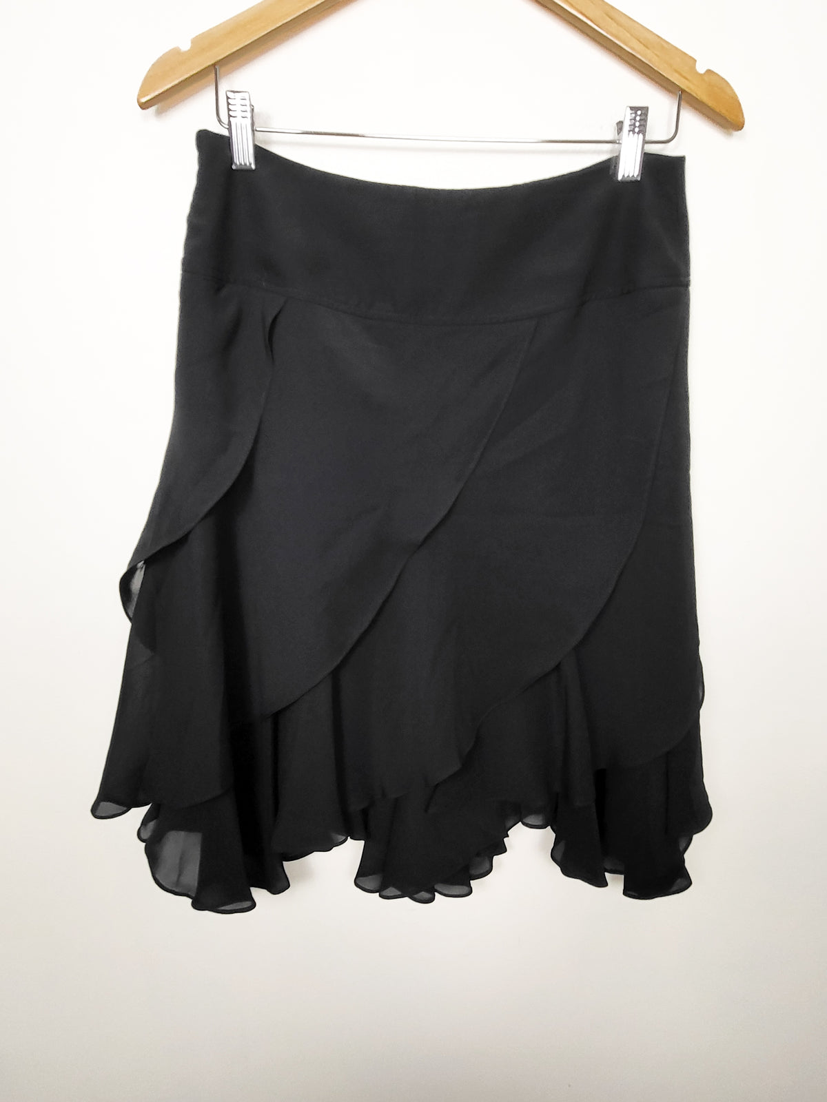 Nygård Collection Black Chiffon Ruffle Layered Skirt | Size 8