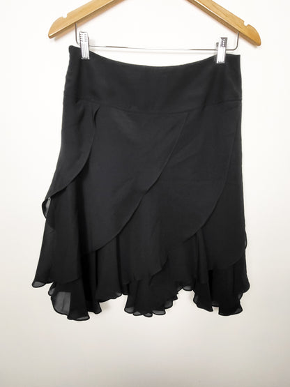 Nygård Collection Black Chiffon Ruffle Layered Skirt | Size 8