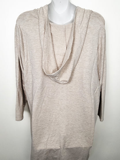 Cable and Guage beige lacep-up hooded top | Sizes like a 2X