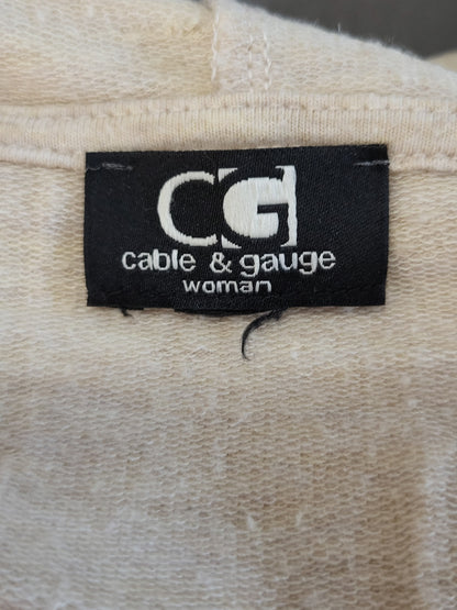 Cable and Guage beige lacep-up hooded top | Sizes like a 2X