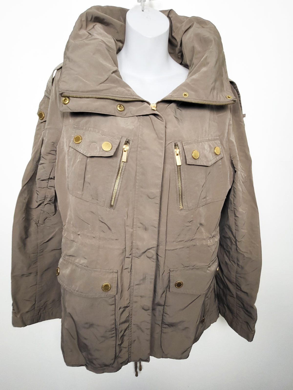 BCBGMAXAZRIA Taupe Women's Field Anorak Utility Jacket | Size MEDIUM