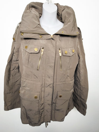 BCBGMAXAZRIA Taupe Women's Field Anorak Utility Jacket | Size MEDIUM