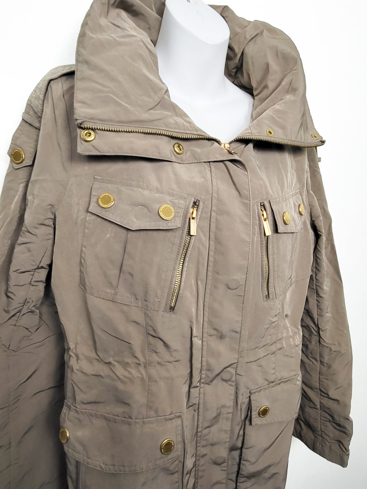 BCBGMAXAZRIA Taupe Women's Field Anorak Utility Jacket | Size MEDIUM