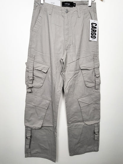 NEW - Refuge Women's Light Grey High-Rise Utility Cargo Pants | Size SMALL