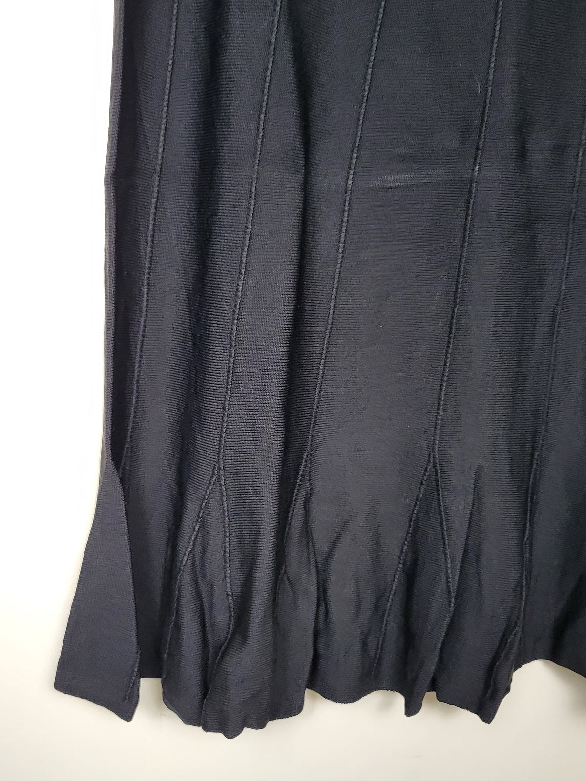 Grace Elements Black Flared Rib-Knit Midi Skirt | Size LARGE