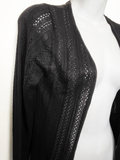 NEW - Impress! Black Open-Front Pointelle Knit Duster Cardigan | Size SMALL