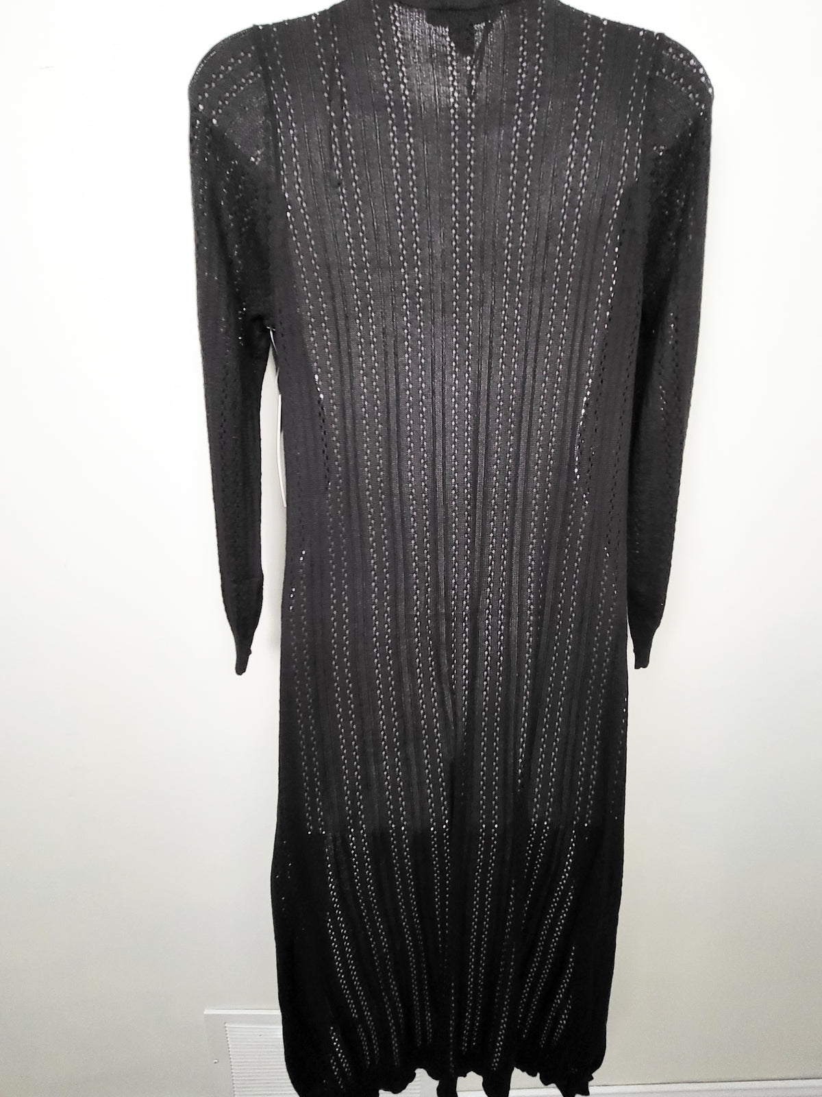 NEW - Impress! Black Open-Front Pointelle Knit Duster Cardigan | Size SMALL