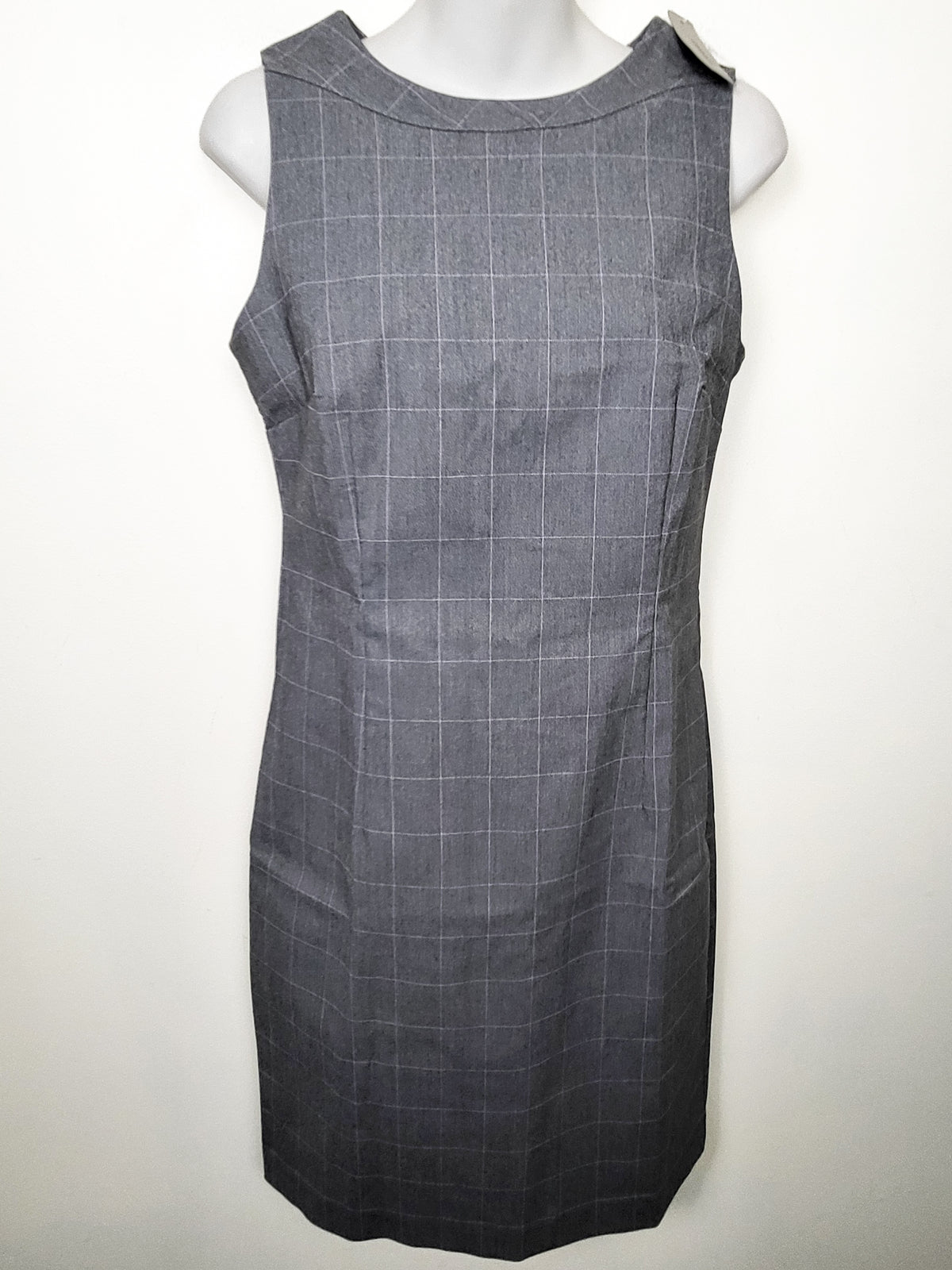 NEW - Reitmans Women's Grey and Pink Sleeveless Windowpane Plaid Sheath Dress | Size 6