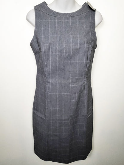 NEW - Reitmans Women's Grey and Pink Sleeveless Windowpane Plaid Sheath Dress | Size 6