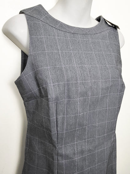 NEW - Reitmans Women's Grey and Pink Sleeveless Windowpane Plaid Sheath Dress | Size 6
