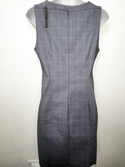 NEW - Reitmans Women's Grey and Pink Sleeveless Windowpane Plaid Sheath Dress | Size 6