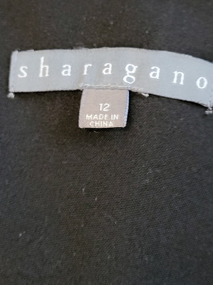 Sharagano Black Zip-Front Utility Shirt Dress with Faux-Leather Trim | Size 12