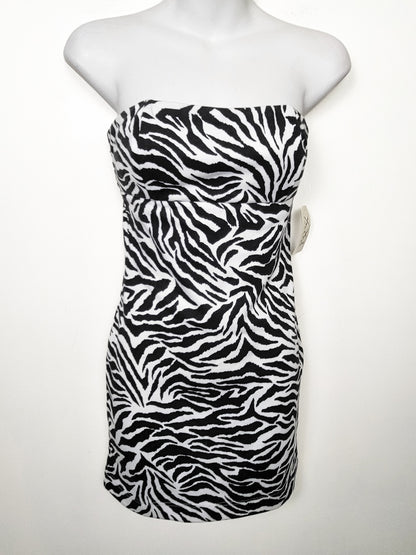 NEW - Forever 21 (XXI Essentials) Strapless Zebra Print Bodycon Dress | Size Small