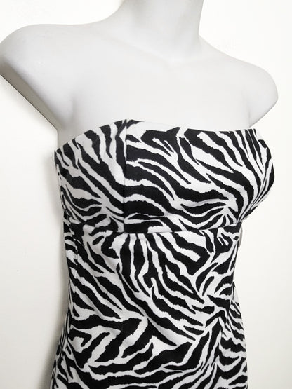 NEW - Forever 21 (XXI Essentials) Strapless Zebra Print Bodycon Dress | Size Small