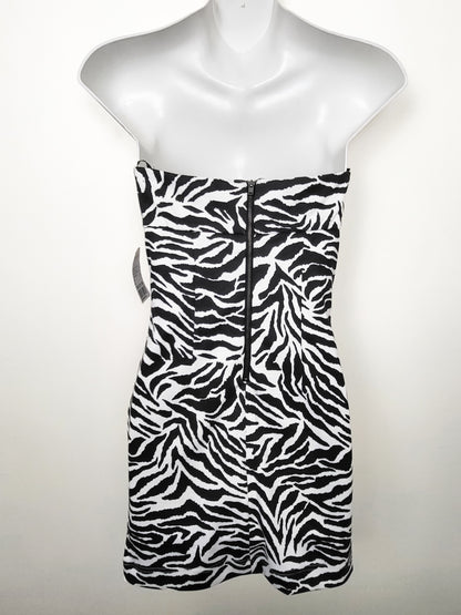 NEW - Forever 21 (XXI Essentials) Strapless Zebra Print Bodycon Dress | Size Small