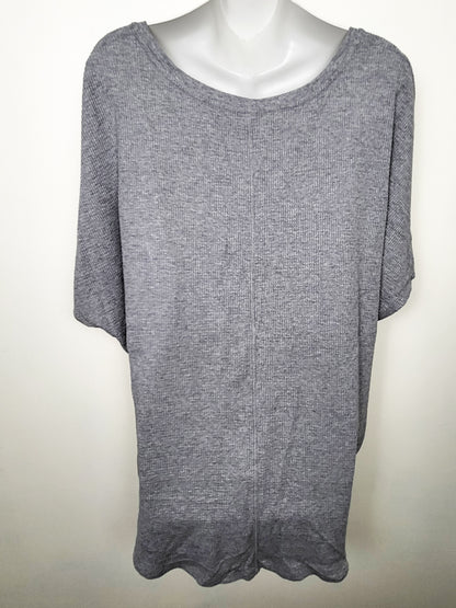 The Group Babaton Aritzia Gray Waffle Women's  Knit Relaxed V-Neck Tee | Size XL