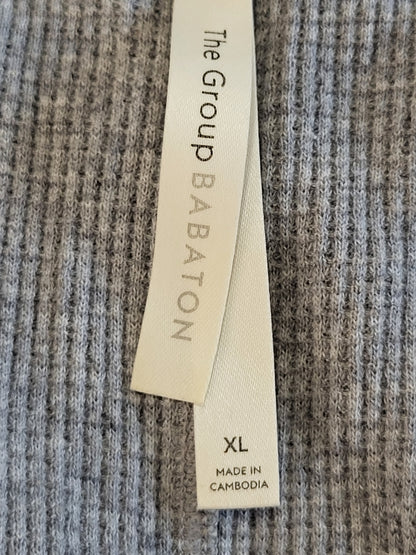 The Group Babaton Aritzia Gray Waffle Women's  Knit Relaxed V-Neck Tee | Size XL