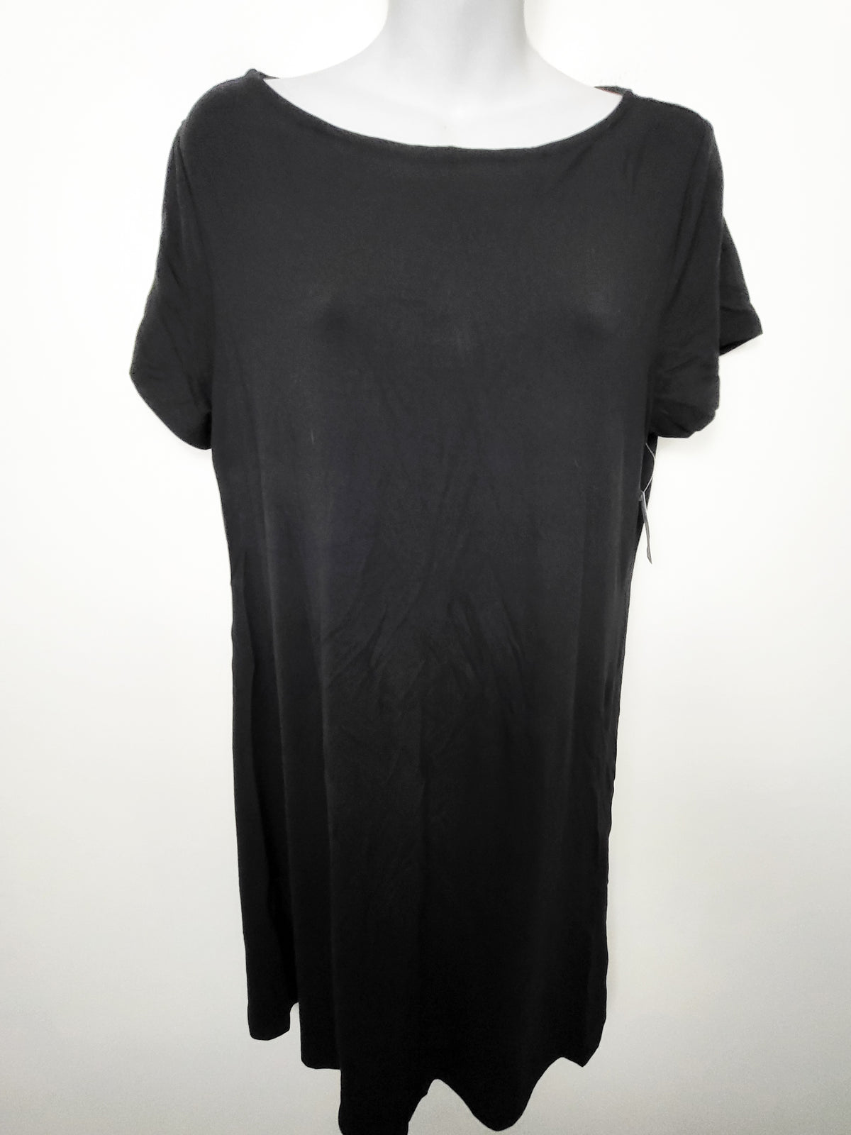 NEW - Old Navy Black Women's Short-Sleeve Scoop-Neck Rayon-Blend Dress | Size LARGE