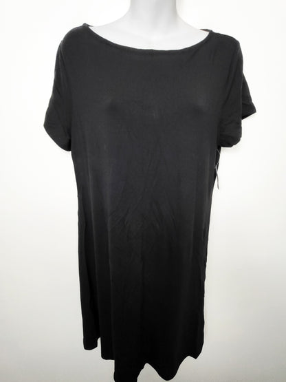 NEW - Old Navy Black Women's Short-Sleeve Scoop-Neck Rayon-Blend Dress | Size LARGE
