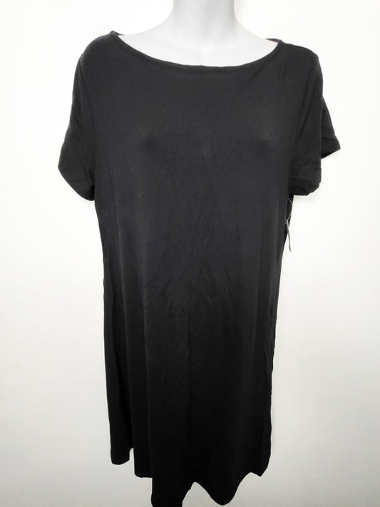 NEW - Old Navy Black Women's Short-Sleeve Scoop-Neck Rayon-Blend Dress | Size LARGE