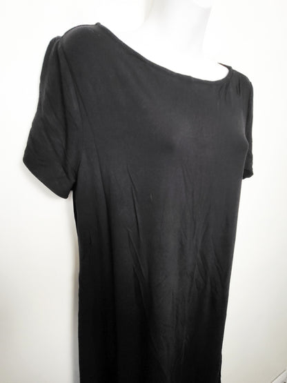 NEW - Old Navy Black Women's Short-Sleeve Scoop-Neck Rayon-Blend Dress | Size LARGE