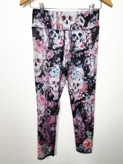 EVCR (Evolution and Creation) "Day of the Dead" Floral Skull Leggings | Size MEDIUM