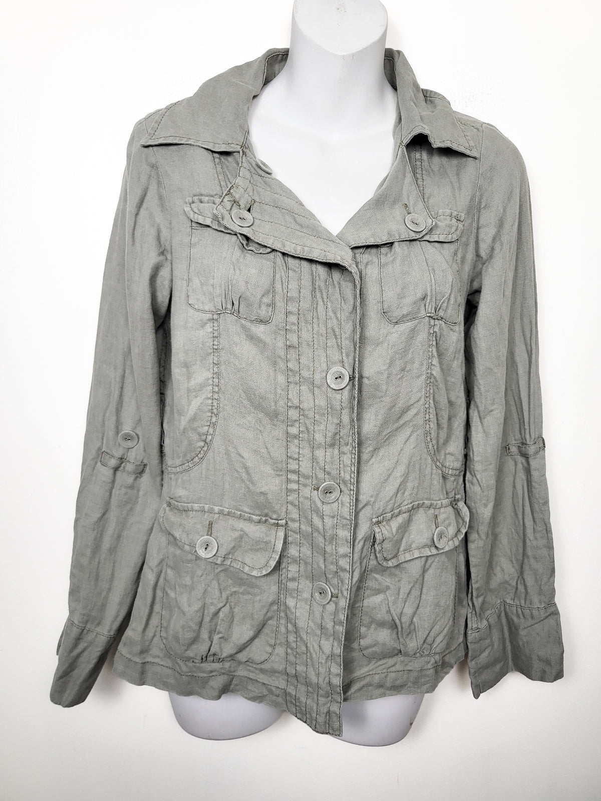 DKNY Jeans Petites 100% Linen Utility Jacket | Size SMALL - AS IS