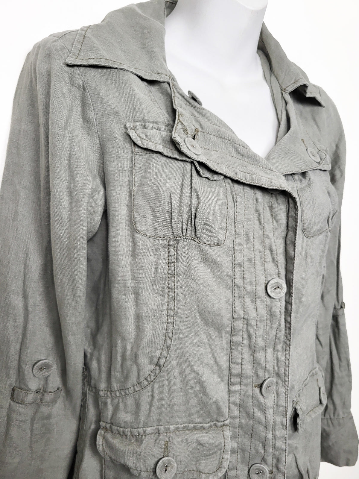 DKNY Jeans Petites 100% Linen Utility Jacket | Size SMALL - AS IS