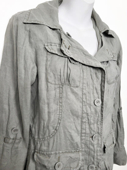 DKNY Jeans Petites 100% Linen Utility Jacket | Size SMALL - AS IS