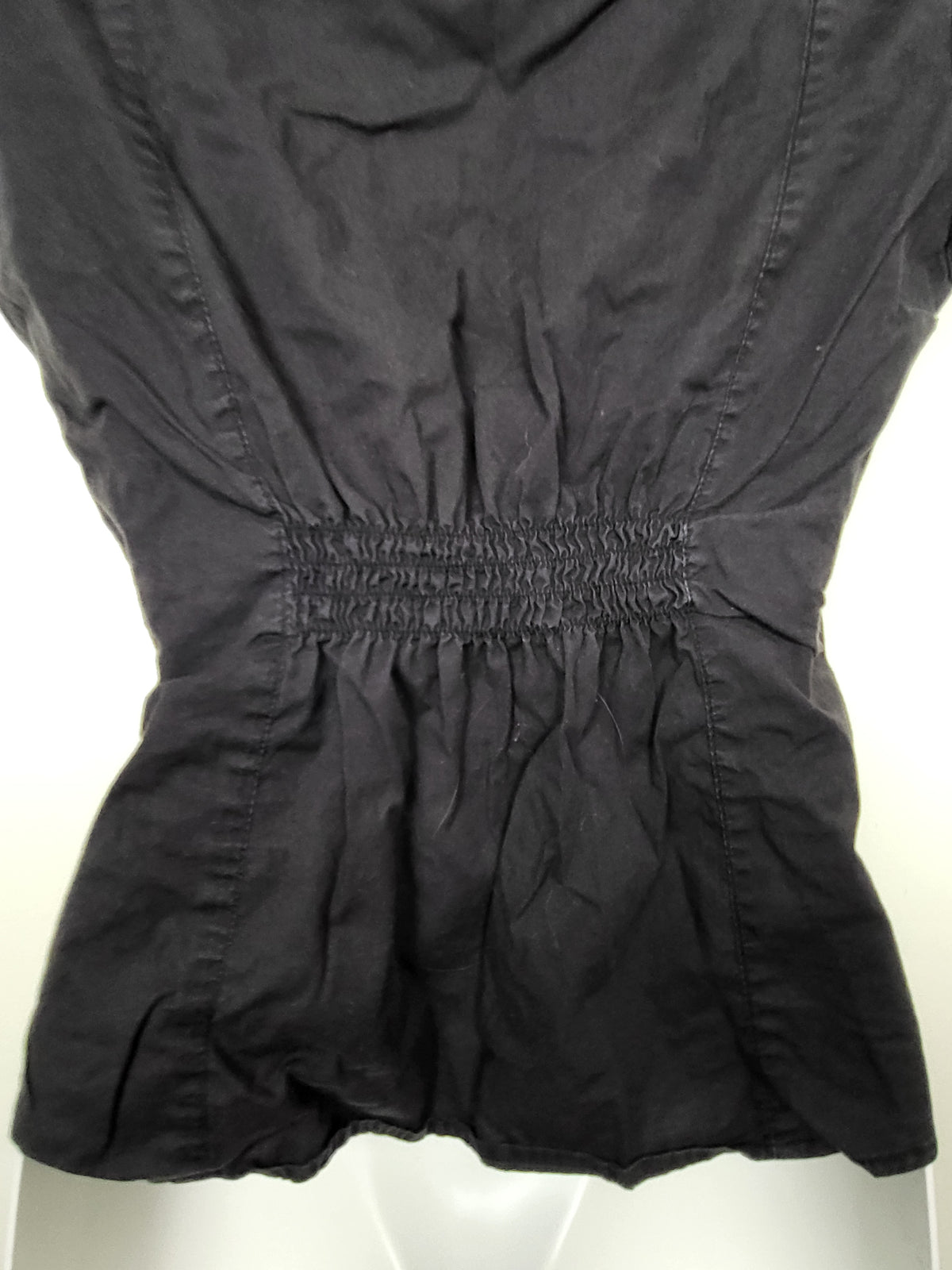 Urban Heritage Black Cap-Sleeve Button-Up Utility Blouse | Size MEDIUM