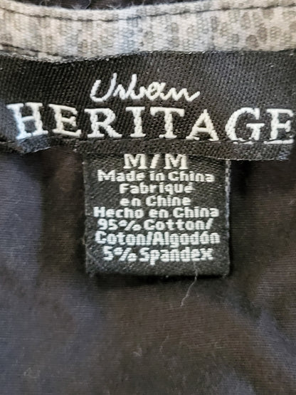 Urban Heritage Black Cap-Sleeve Button-Up Utility Blouse | Size MEDIUM