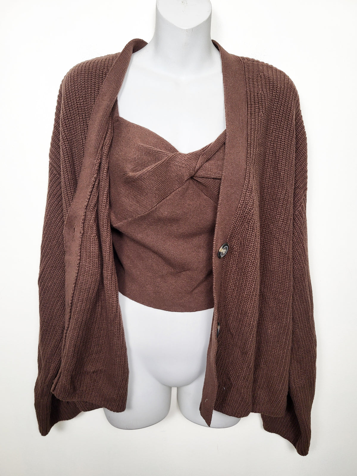 NEW - Abercrombie & Fitch Chocolate Brown 2-Piece Ribbed Sweater Set | Size XL