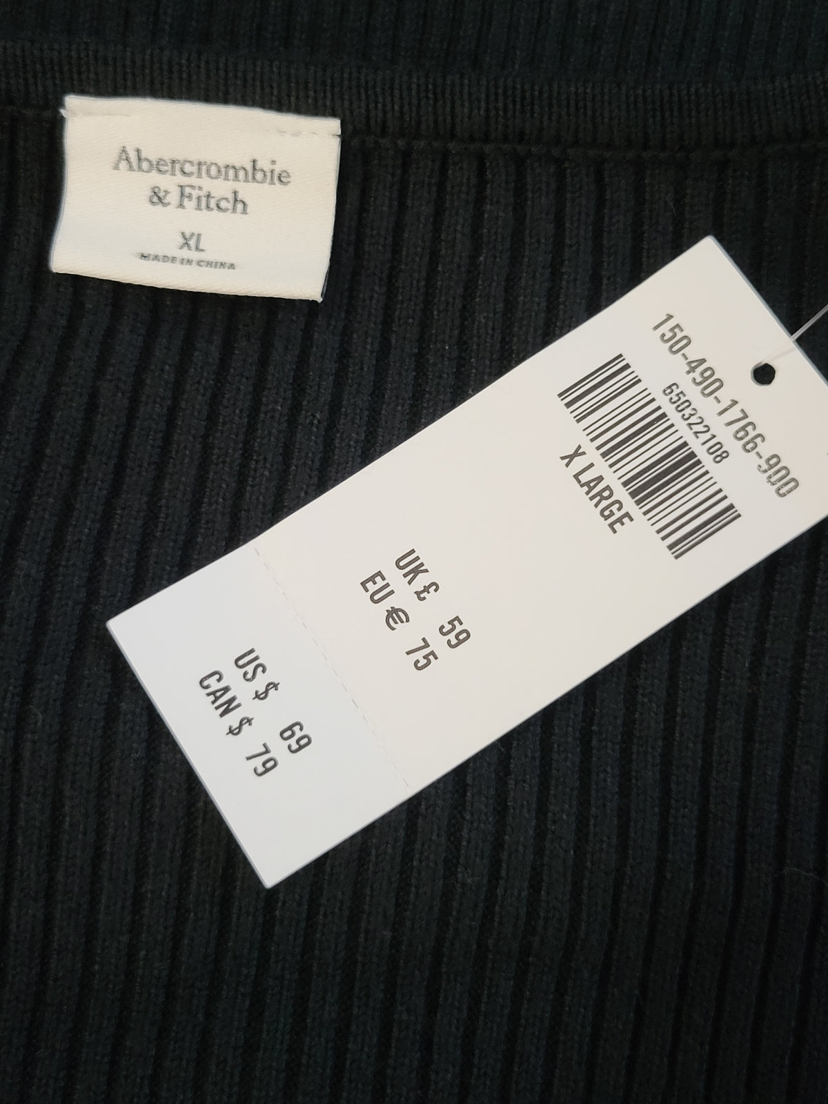 NEW - Abercrombie & Fitch Black "softAF" Long-Sleeve Twist-Front Cutout Rib Knit Bodysuit | Size XL