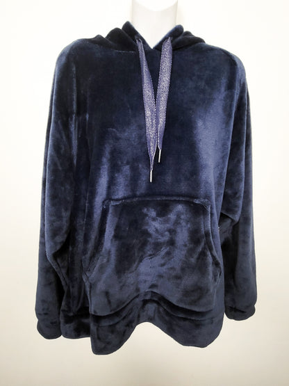 NEW - Denver Hayes Women's Navy Ultra-Plush Velvet Fleece Sleepwear Hoodie | Size XL