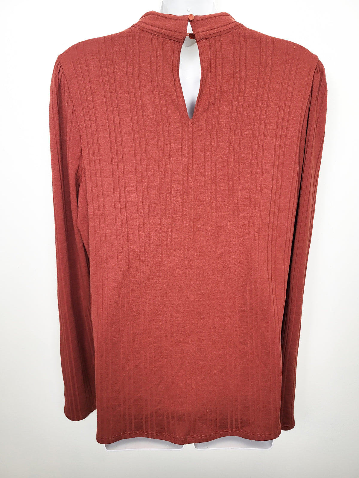 NEW - RW&CO Terracotta Long-Sleeve Ribbed Cutout Blouse | Size XL