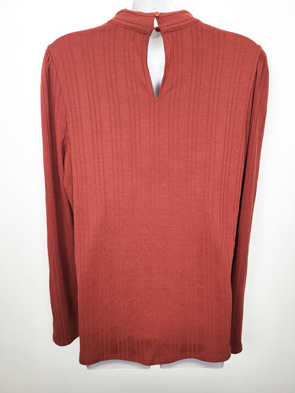 NEW - RW&CO Terracotta Long-Sleeve Ribbed Cutout Blouse | Size XL