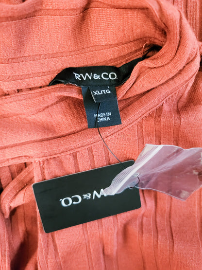 NEW - RW&CO Terracotta Long-Sleeve Ribbed Cutout Blouse | Size XL