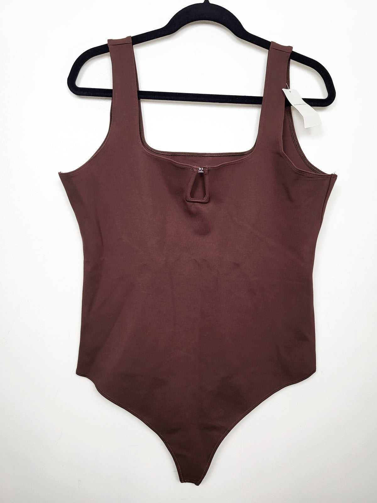 NEW - Abercrombie & Fitch Chocolate Brown "Soft A&F" Square-Neck Keyhole Bodysuit | Size XL