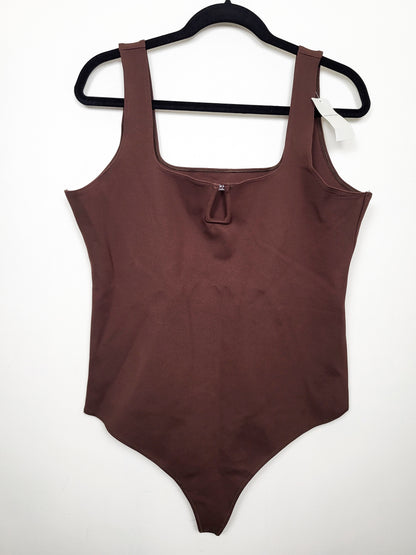 NEW - Abercrombie & Fitch Chocolate Brown "Soft A&F" Square-Neck Keyhole Bodysuit | Size XL