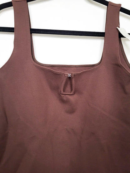 NEW - Abercrombie & Fitch Chocolate Brown "Soft A&F" Square-Neck Keyhole Bodysuit | Size XL
