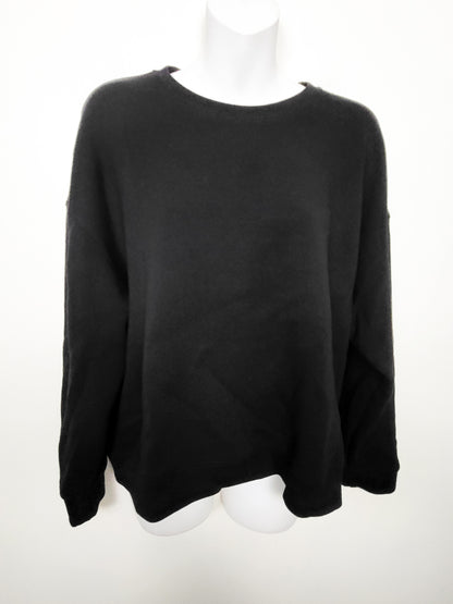 Lazypants Black Women's Double Knit Fleece Cropped Crewneck Sweatshirt | Size XL