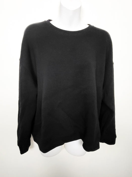 Lazypants Black Women's Double Knit Fleece Cropped Crewneck Sweatshirt | Size XL
