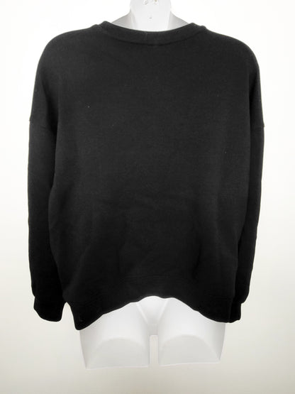 Lazypants Black Women's Double Knit Fleece Cropped Crewneck Sweatshirt | Size XL