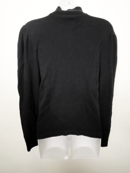 Gap Women's Black Ribbed Mockneck Puff-Sleeve Long Sleeve Top | Size XL