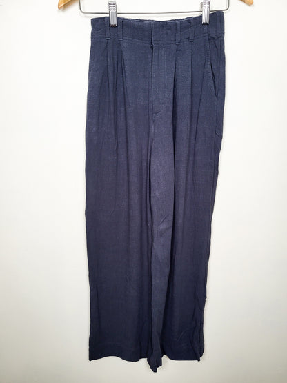 Z Supply Women's Slate Blue"Farah" Pleated High-Waist Wide-Leg Pants | Size XS