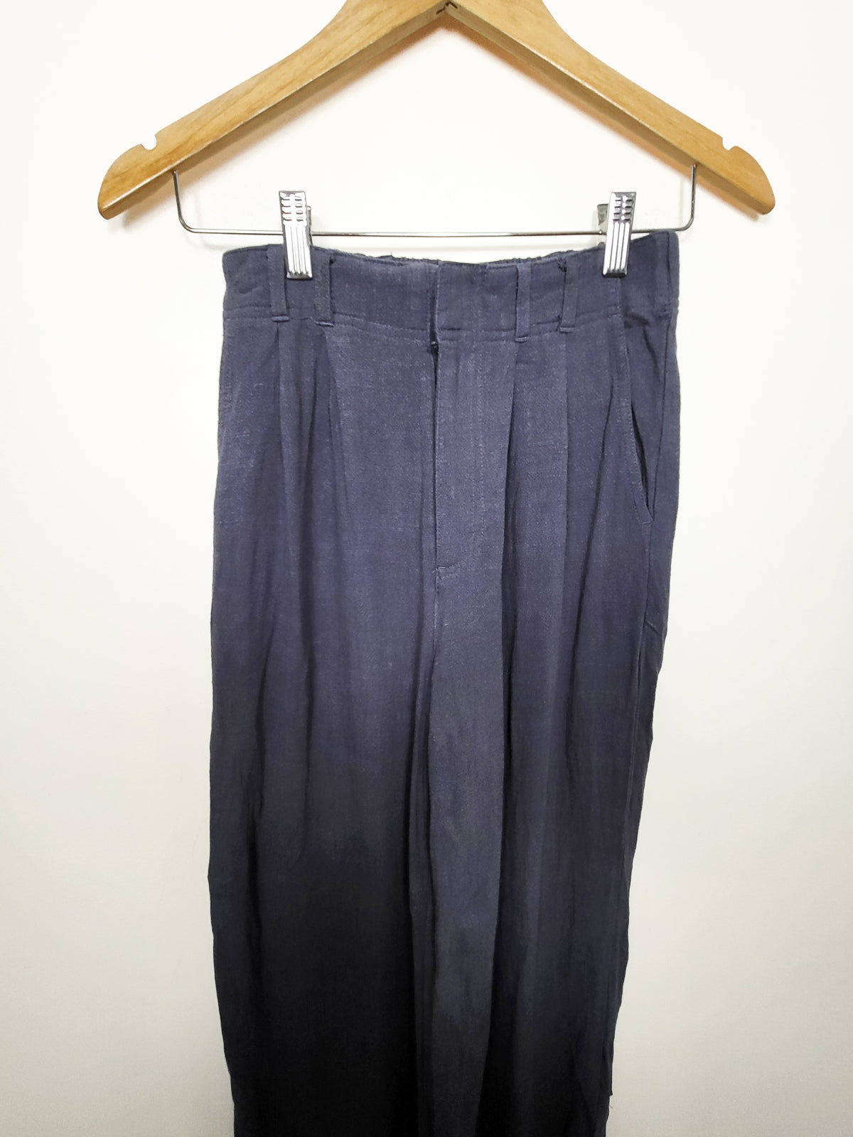 Z Supply Women's Slate Blue"Farah" Pleated High-Waist Wide-Leg Pants | Size XS