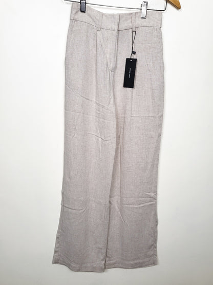NEW - Vero Moda Women's Oatmeal "Vertira" Mid-Rise Wide-Leg Linen-Blend Pants | Size XS